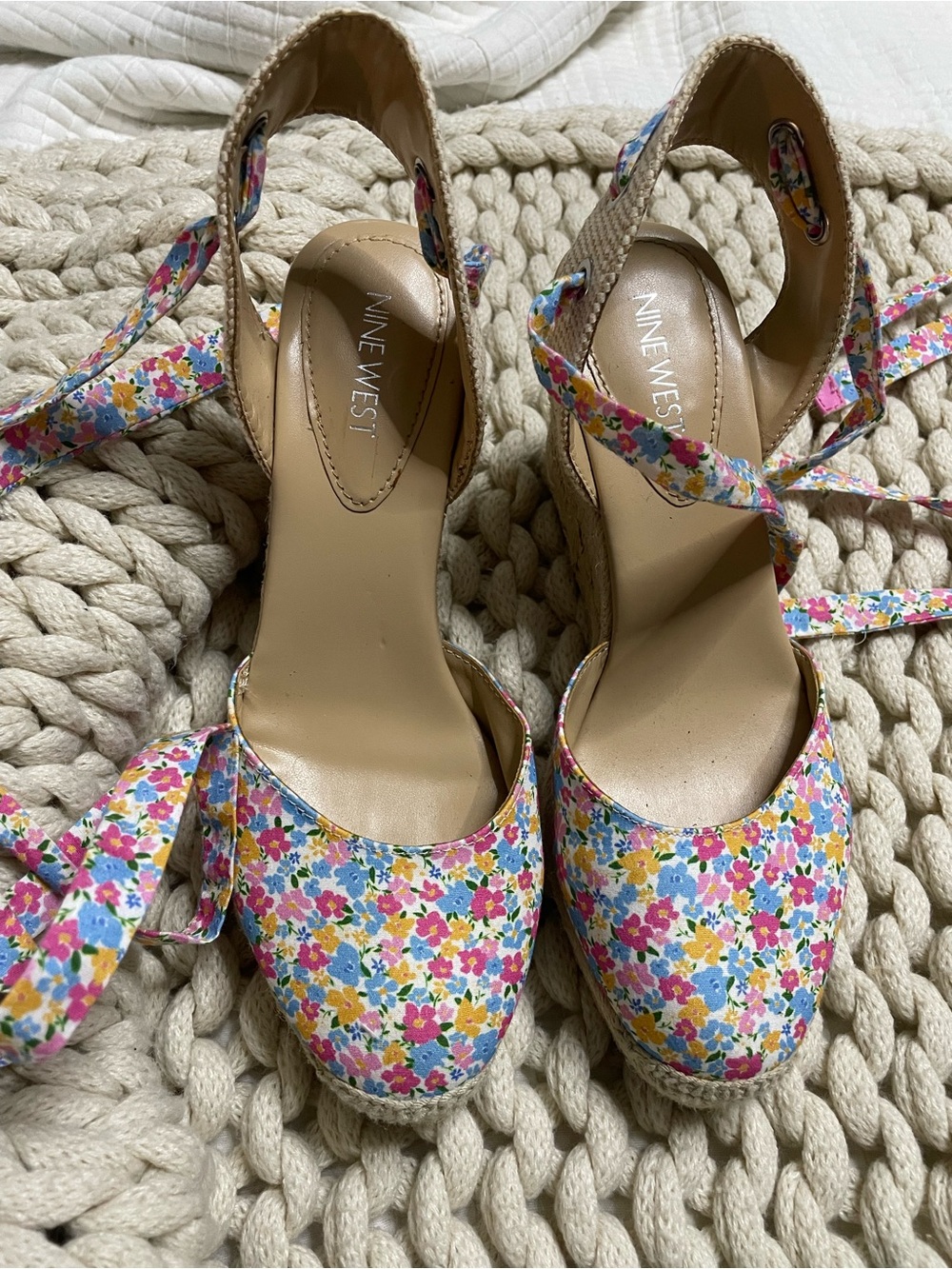 Nine West Multicolor Floral Espadrille Wedges